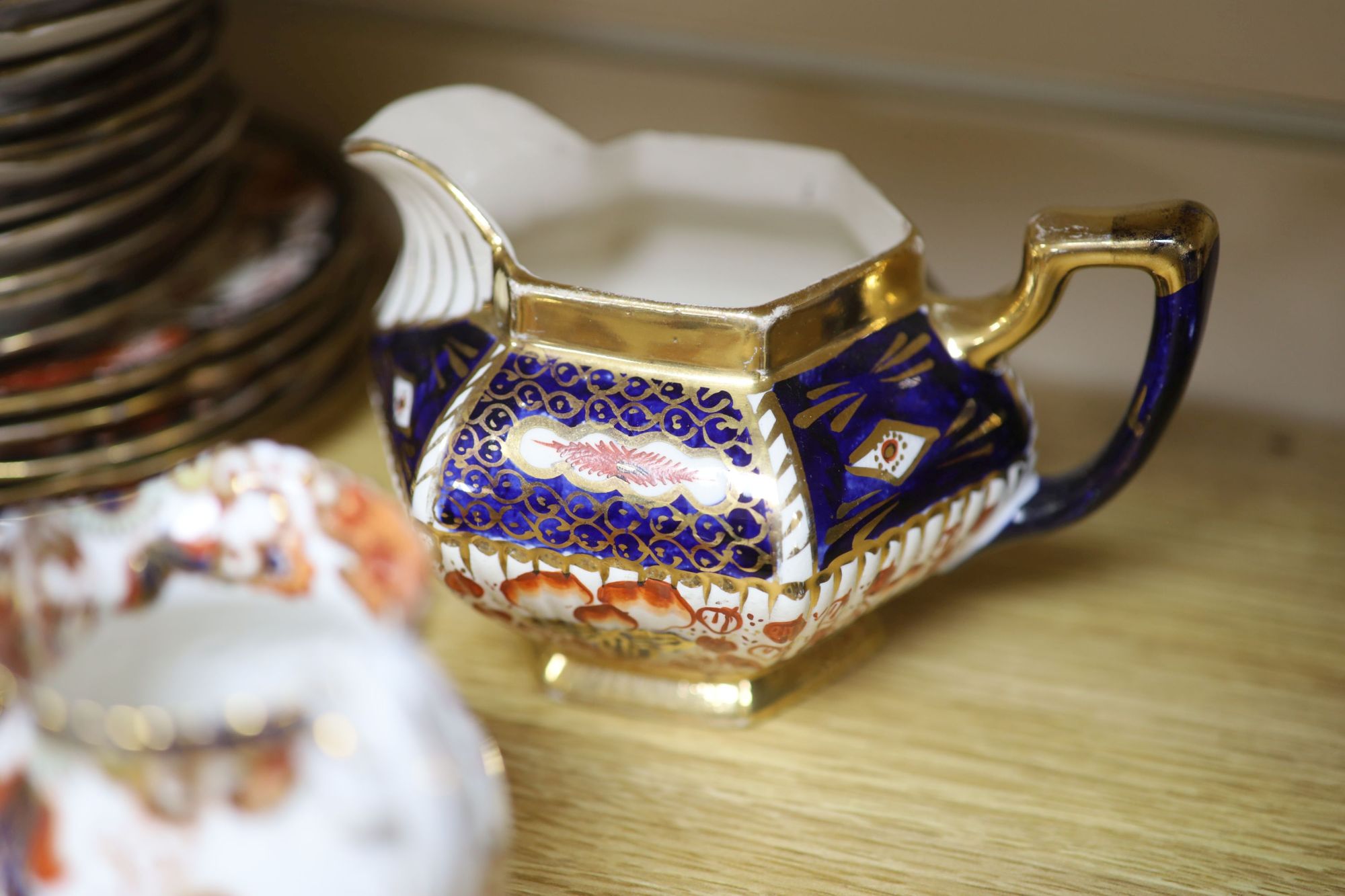 A quantity of Davenport and Staffordshire Imari pattern tea and coffee wares